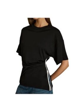 Reiss Audrey Contrast Trim Women’s Black Jersey Shirt Size Small